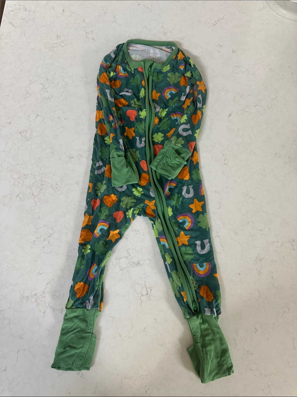 Little Sleepies Green Rainbow & Star Footed One-Piece
